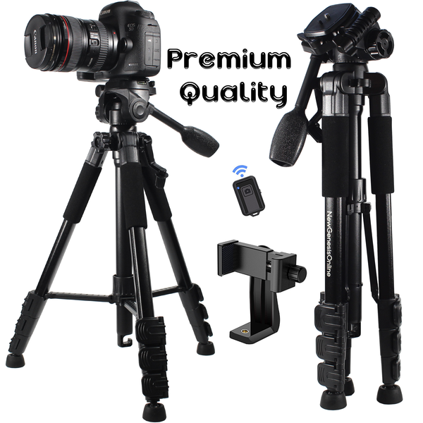 58'' Camera Tripod Stand Holder Mount, Phone Tripod with Bluetooth Remote
