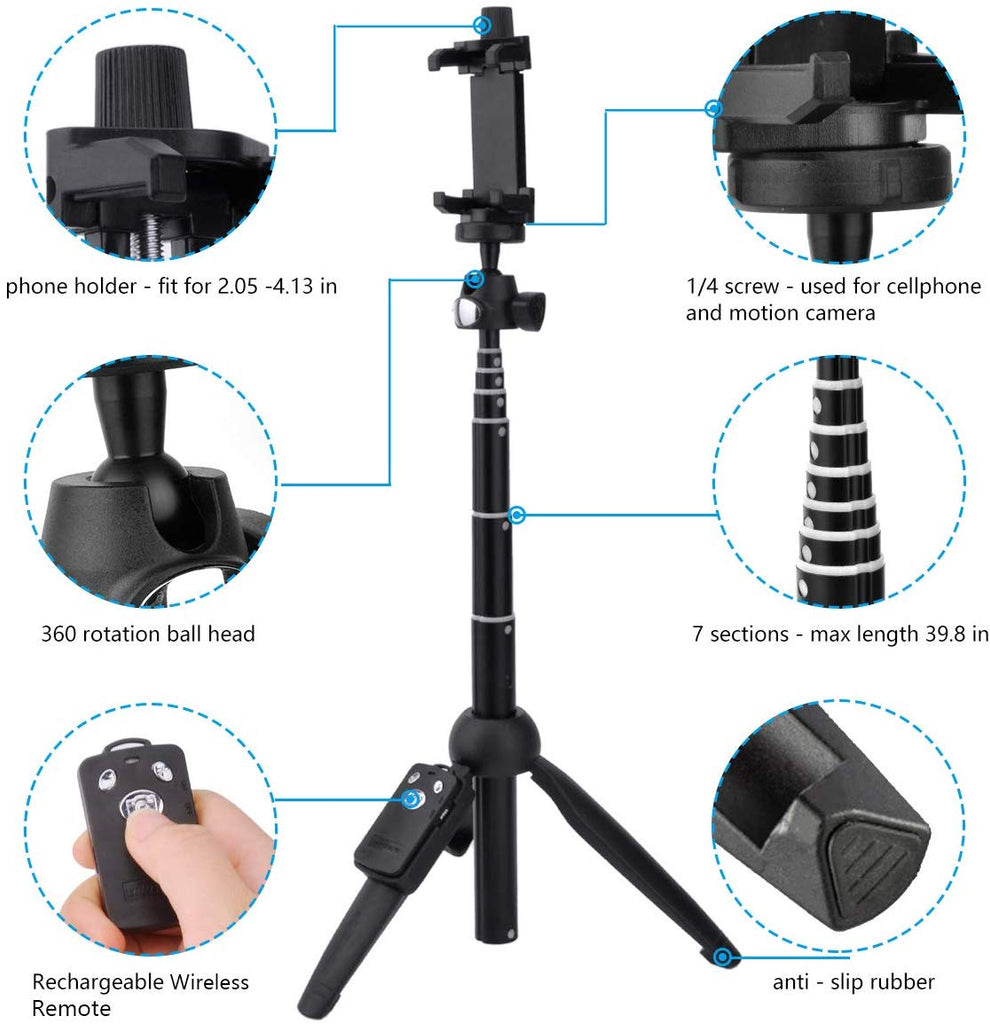 Zuidwest Belastingen Slapen Selfie Stick Tripod Bluetooth, 40 Inch Extendable Flexible Selfie Stic –  New Genesis Online